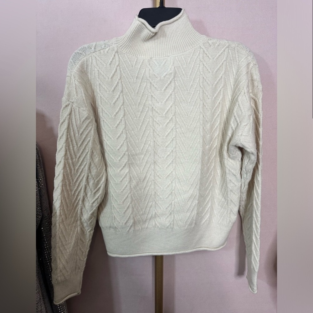 Elie Tahari Cream Turtleneck Sweater, viscose blend - Picture 3 of 5